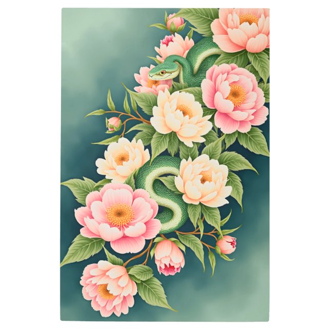 Impresión En Metal Arreglo floral de Snake and Peonies (Anverso)