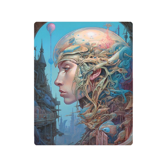 Impresión En Metal Artes de ciencia ficción geomecánicas Surreal Head (Anverso)