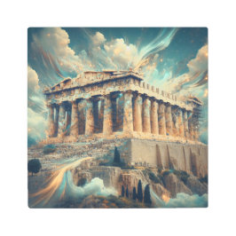 Impresión En Metal Ascenso etéreo: Acrópolis entre nubes celestes