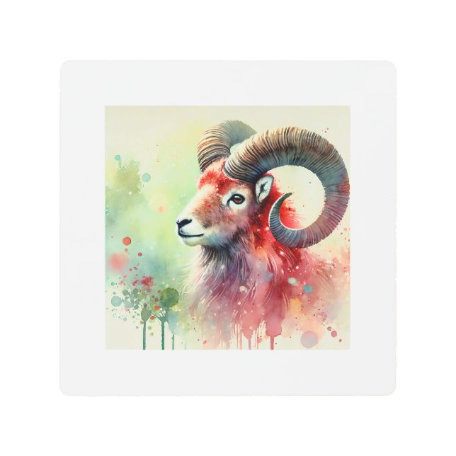 Impresión En Metal Asian Mouflon 170724AREF154 - Watercolor (Anverso)