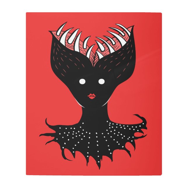 Impresión En Metal Asombroso Chica Demonio Carácter gótico oscuro con (Anverso)