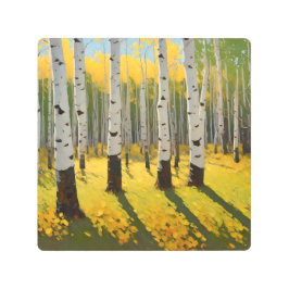 Impresión En Metal Aspen Grove en la luz del sol de la tarde