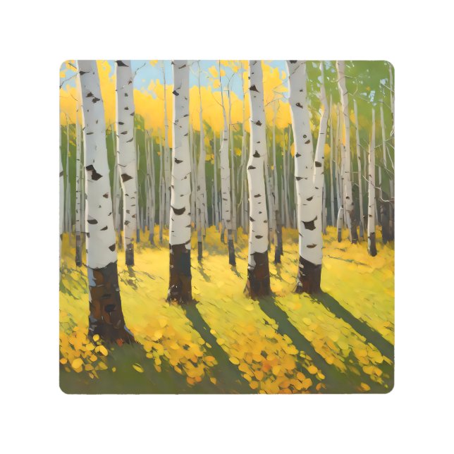 Impresión En Metal Aspen Grove en la luz del sol de la tarde (Anverso)