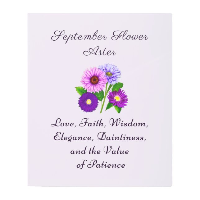 Impresión En Metal Aster de Flores en el Mes de Nacimiento Personaliz (Anverso)