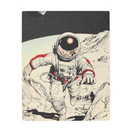 Impresión En Metal Astronauta de ciencia ficción retro en un osado es