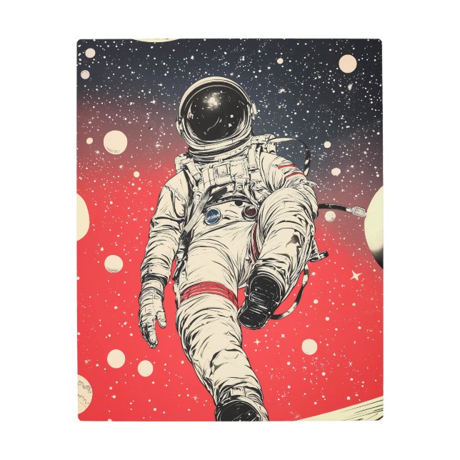 Impresión En Metal Astronauta de ciencia ficción retro perdido en el  (Anverso)