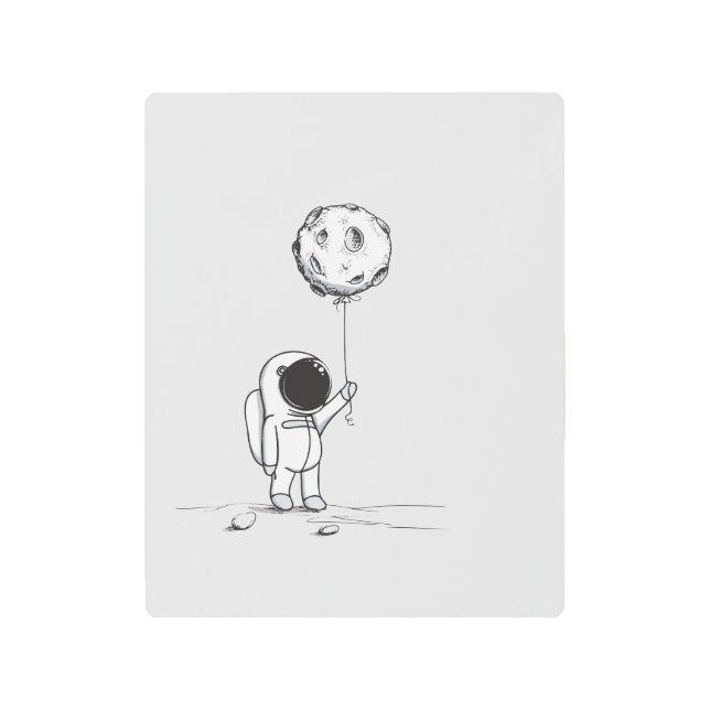 Impresión En Metal Astronauta en el espacio con estrellas del cosmos  (Anverso)