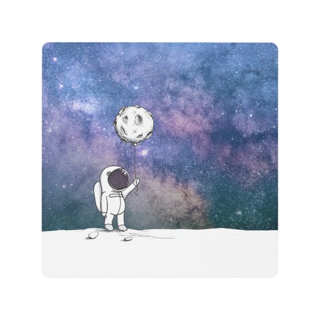 Impresión En Metal Astronauta en el espacio con estrellas del cosmos  (Anverso)