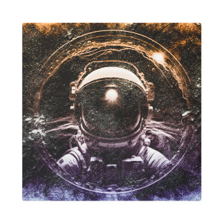 Impresión En Metal Astronauta moderna y colorida en el espacio