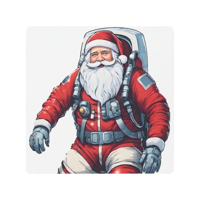 Impresión En Metal Astronauta Santa Cláusula Futurista espacio de cie (Anverso)