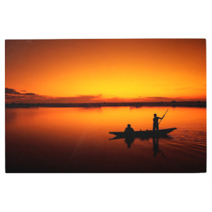 Impresión En Metal Atardecer, barco de remo en el mar