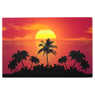 Impresión En Metal Atardecer con palmeras Silhouette-16514