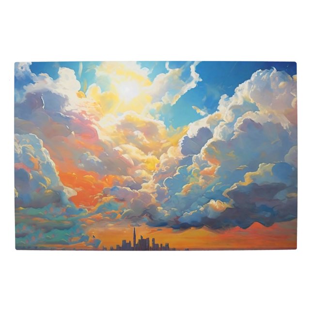 Impresión En Metal Atardecer radiante sobre el paisaje urbano - Pintu (Anverso)