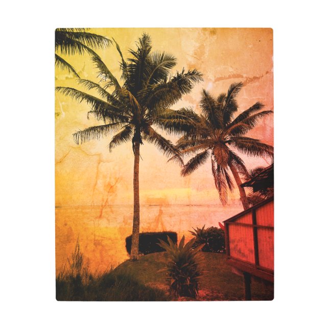 Impresión En Metal Atardecer tropical en las Islas Cook (Anverso)