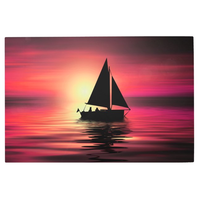 Impresión En Metal Atardecer, velero en el mar-39186 (Anverso)