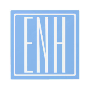 Impresión En Metal Audaz Monograma Moderno 3 Iniciales   Azul suave