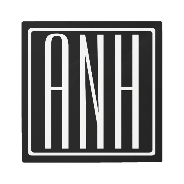 Impresión En Metal Audaz Monograma Moderno 3 Iniciales | Blanco sobre (Anverso)