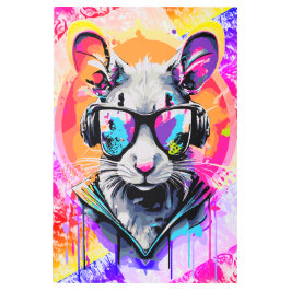 Impresión En Metal Auriculares Rat DJ - Pintura Rat de Guay