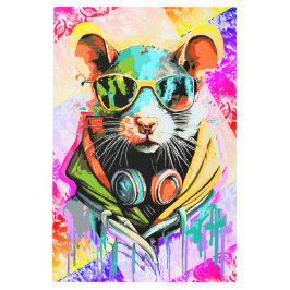 Impresión En Metal Auriculares Rat DJ - Pintura Rat de Guay