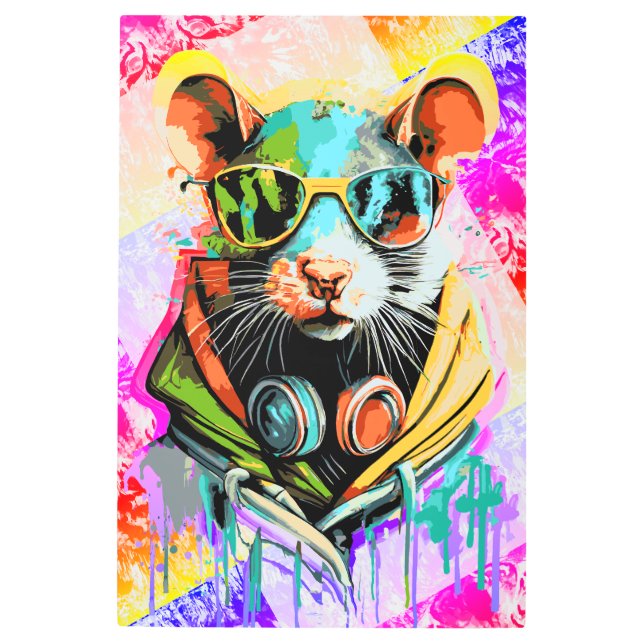 Impresión En Metal Auriculares Rat DJ - Pintura Rat de Guay (Anverso)