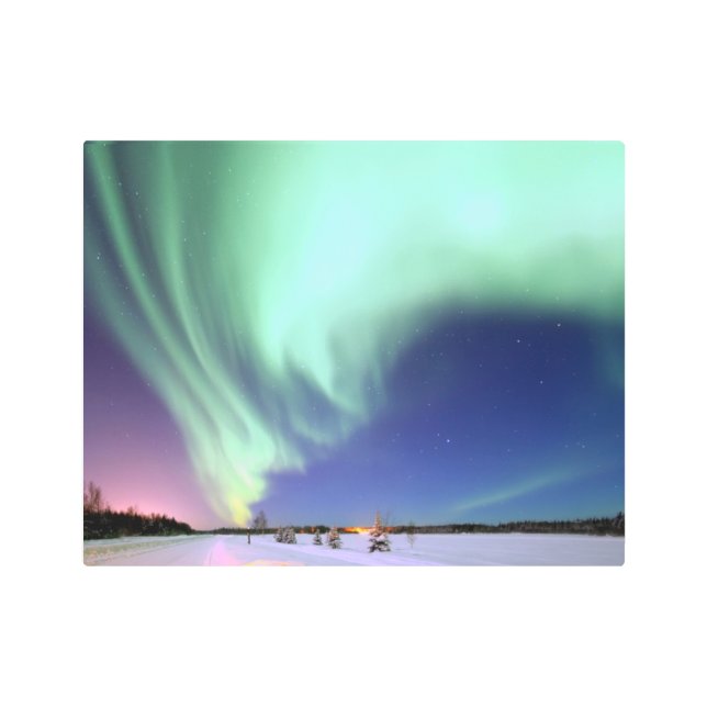 Impresión En Metal Aurora Borealis sobre Alaska (Anverso)