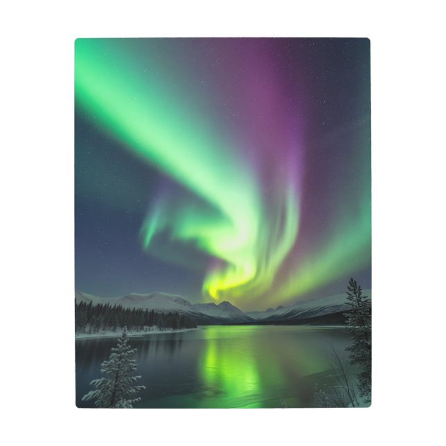 Impresión En Metal Aurora Borealis - Verde degradado/Púrpura (Anverso)