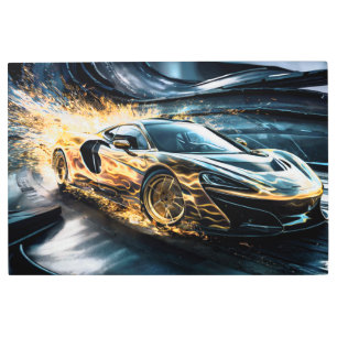 Impresión En Metal Auto deportivo negro brillante #6