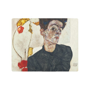 Impresión En Metal Autoretrato con Physalis   Egon Schiele