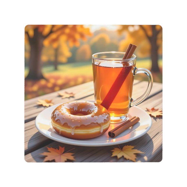 Impresión En Metal Autumn Blessings | Cider and Donut (Anverso)