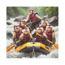 Impresión En Metal Aventurous Capuchin Monkeys Whitewater Rafting