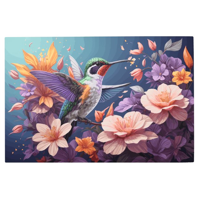 Impresión En Metal Aves y flores (Anverso)