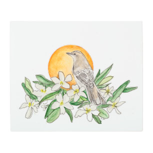 Impresión En Metal Aves y flores del estado de Florida