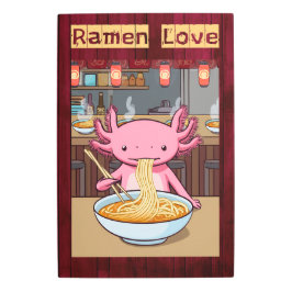 Impresión En Metal Axolotl comiendo Ramen en bar de fideos japonés