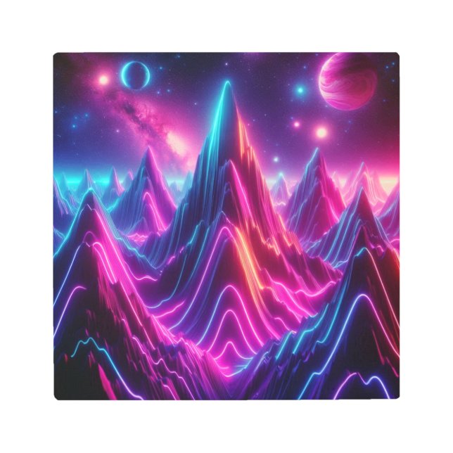 Impresión En Metal Back to School Celestial Neon Mountain Lights (Anverso)