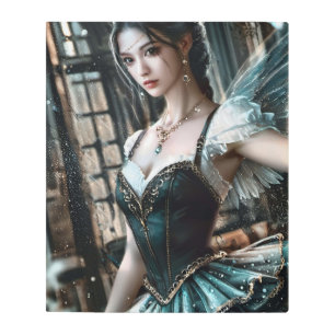 Impresión En Metal Bailarina de ballet en tuTu verde y alas de hadas