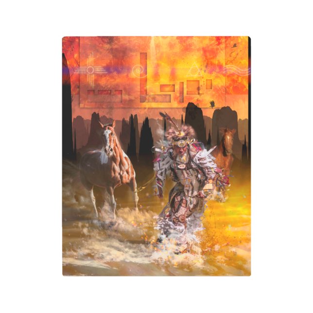 Impresión En Metal Bailarina nativa norteamericana "ROLLDER THUNDER" (Anverso)