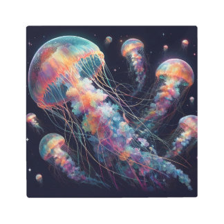 Impresión En Metal Baile de medusas cósmicas: una pantalla acuática e