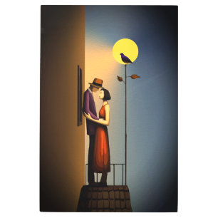 Impresión En Metal Balcón romántico para la luz de la luna - Amor vin