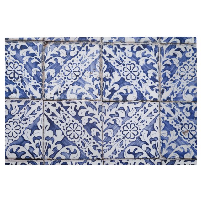 Impresión En Metal Baldosas portuguesas - Azulejo Floral azul y blanc (Anverso)