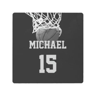Impresión En Metal Baloncesto Su Nombre