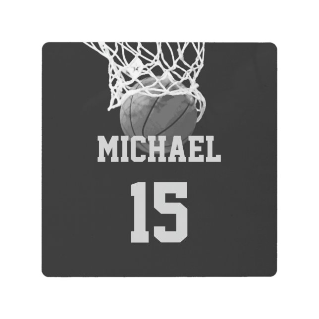 Impresión En Metal Baloncesto Su Nombre (Anverso)