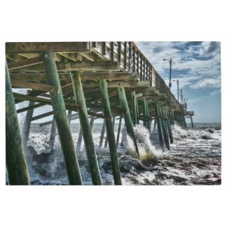 Impresión En Metal Banca exterior exterior de la playa del muelle de