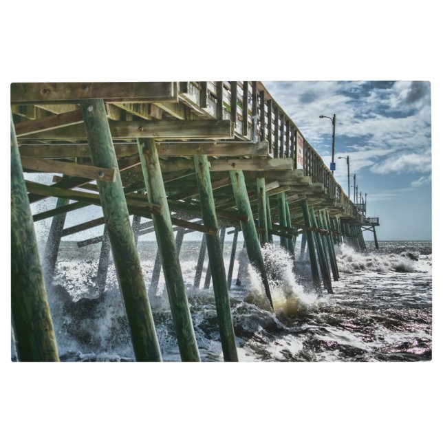 Impresión En Metal Banca exterior exterior de la playa del muelle de  (Anverso)