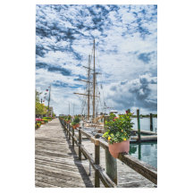 Banca exterior NC Beaufort Boardwalk Marina Scenic