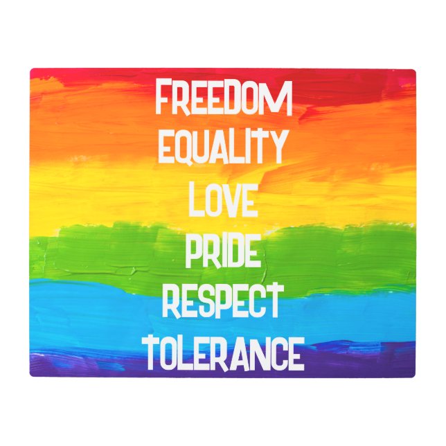 Impresión En Metal Bandera arcoiris lesbianas gay LGBT (Anverso)