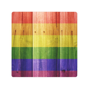 Impresión En Metal Bandera del orgullo arcoiris de madera
