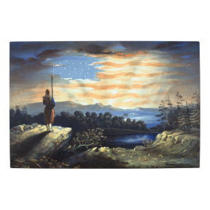 Impresión En Metal Bandera estadounidense celestial en el cielo, guer