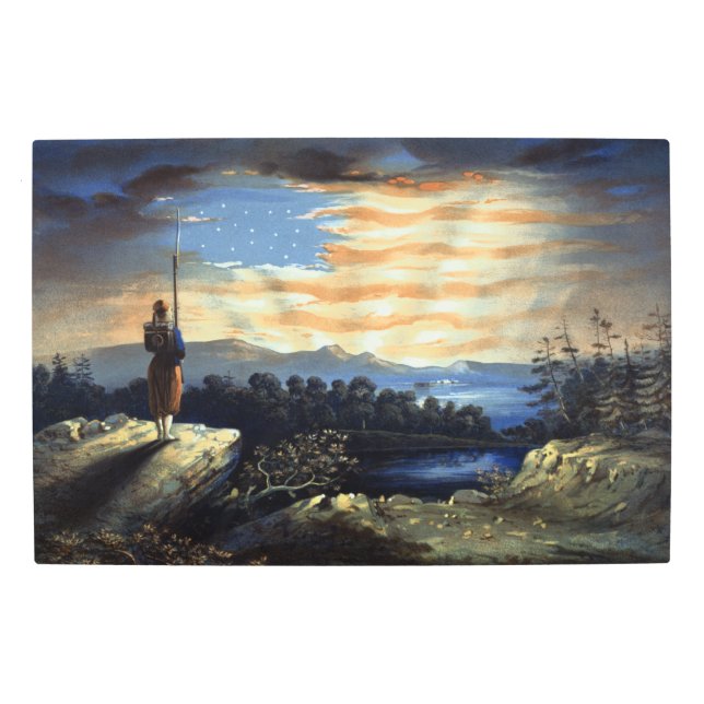 Impresión En Metal Bandera estadounidense celestial en el cielo, guer (Anverso)