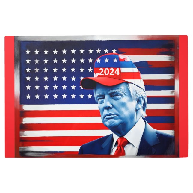 Impresión En Metal Bandera estadounidense Donald Trump 2024 (Anverso)