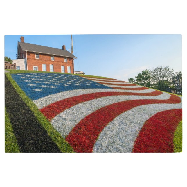 Impresión En Metal Bandera estadounidense en la hierba (Anverso)